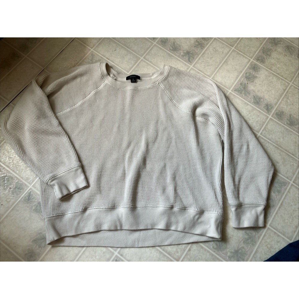neutral Cream Minimalist Cropped Waffle Knit Pullover Oversized Cozy Cotton